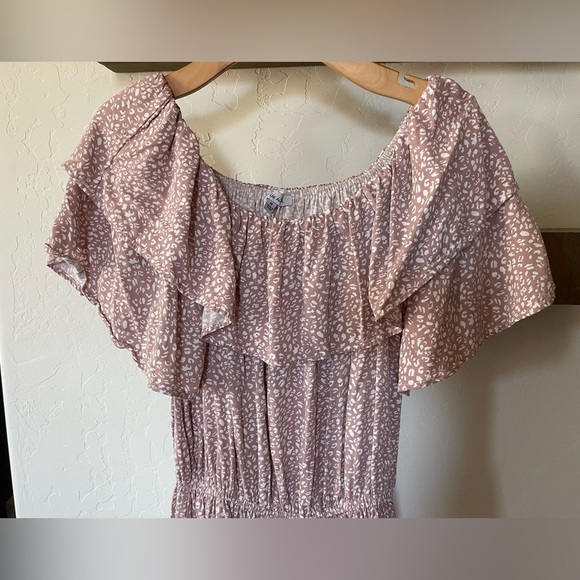 White Birch| Blush Pink Polka Dot Tiered Ruffle Mini Dress, Babydoll Style••• - Picture 4 of 12